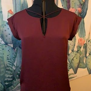 Express Maroon V neck Top